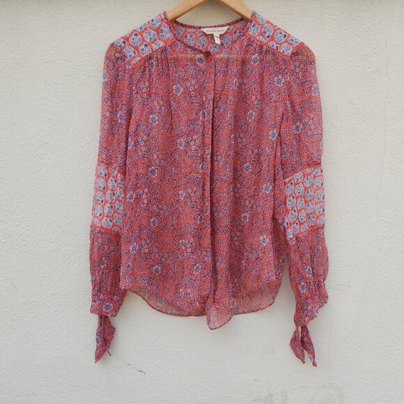 5/$100 SALE - Rebecca Taylor 100% Silk Floral Amanda Print Top - Picture 3 of 9